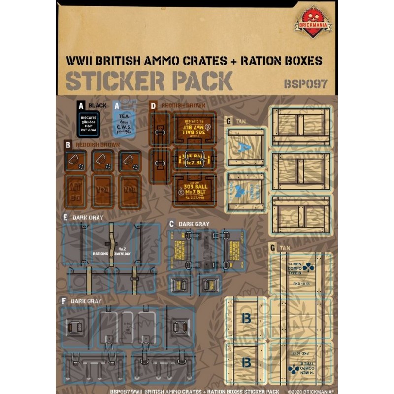 WW2 - British Ammo Crates and Ration Boxes - Sticker Pack