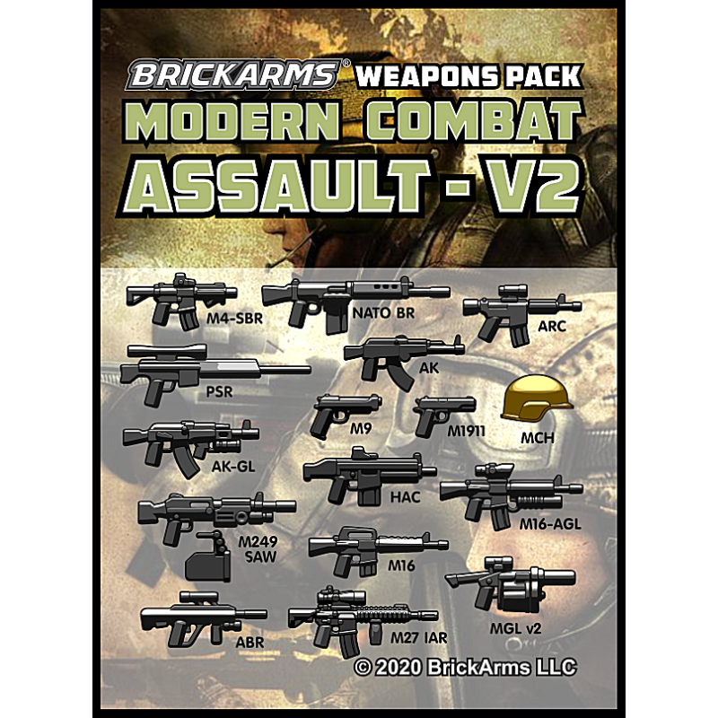 Brickarms Modern Combat Pack - Assault Pack v2 wapen set voor LEGO Minifigures