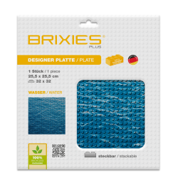 Brixies Bauplatte | Grundplatte 32x32 Noppen – Passend für Lego Classic Bausteine ​​– Wasser