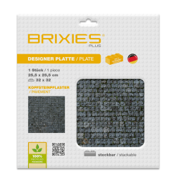 Brixies Bauplatte | Grundplatte 32x32 Noppen – Passend für Lego Classic Bausteine ​​– Kopfsteinpflaster