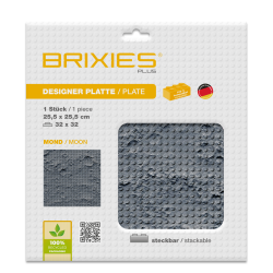Brixies Bauplatte | Grundplatte 32x32 Noppen – Passend für Lego Classic Bausteine ​​– Mond