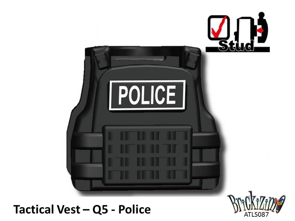 W26 Tactical Army Vest compatible with toy brick minifigures SWAT Black BR1 