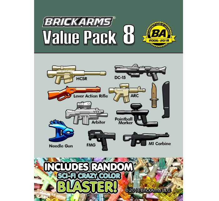 BRICKARMS Value Pack #2 Weapon Pack w/ Random CHROME for  Minifigures NEW 